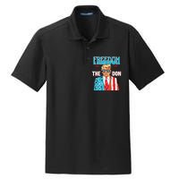 Freedom The Don 4th Of July Patriotic American Flag Trump Dry Zone Grid Polo