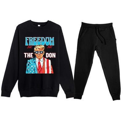 Freedom The Don 4th Of July Patriotic American Flag Trump Premium Crewneck Sweatsuit Set