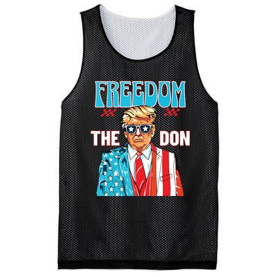 Freedom The Don 4th Of July Patriotic American Flag Trump Mesh Reversible Basketball Jersey Tank