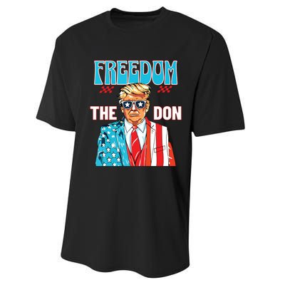 Freedom The Don 4th Of July Patriotic American Flag Trump Performance Sprint T-Shirt