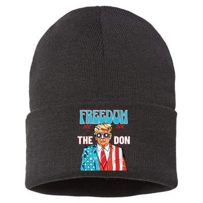 Freedom The Don 4th Of July Patriotic American Flag Trump Sustainable Knit Beanie