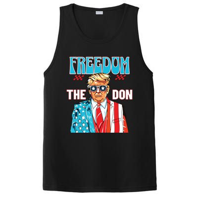 Freedom The Don 4th Of July Patriotic American Flag Trump PosiCharge Competitor Tank