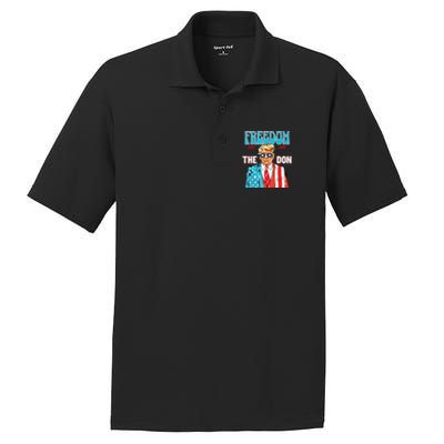 Freedom The Don 4th Of July Patriotic American Flag Trump PosiCharge RacerMesh Polo