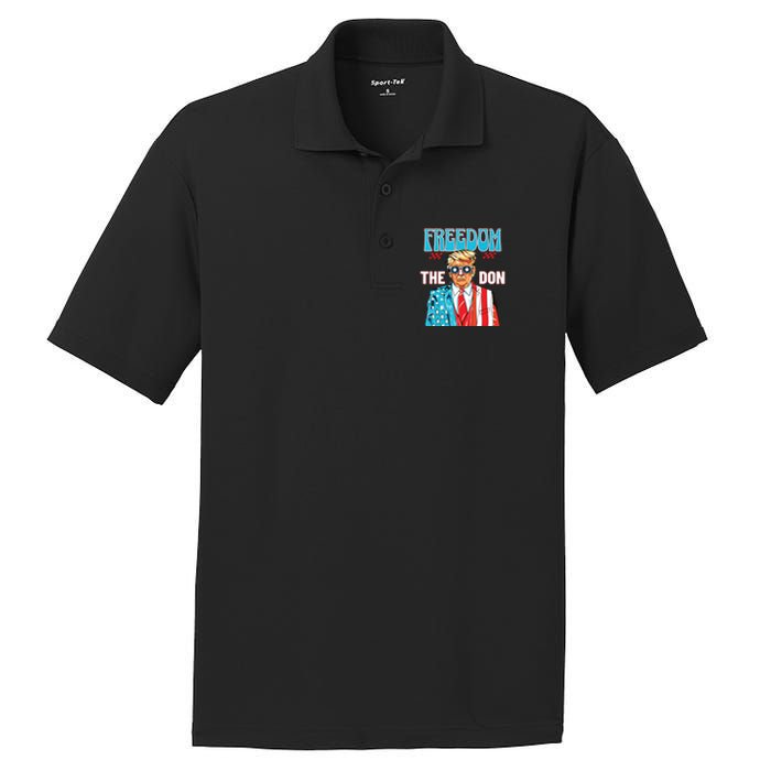 Freedom The Don 4th Of July Patriotic American Flag Trump PosiCharge RacerMesh Polo