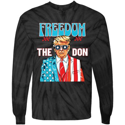 Freedom The Don 4th Of July Patriotic American Flag Trump Tie-Dye Long Sleeve Shirt