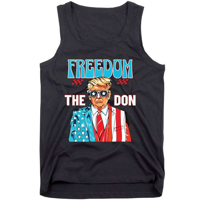 Freedom The Don 4th Of July Patriotic American Flag Trump Tank Top