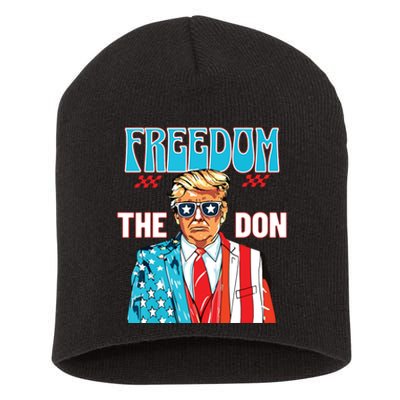 Freedom The Don 4th Of July Patriotic American Flag Trump Short Acrylic Beanie