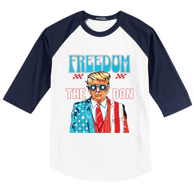 Freedom The Don 4th Of July Patriotic American Flag Trump Baseball Sleeve Shirt