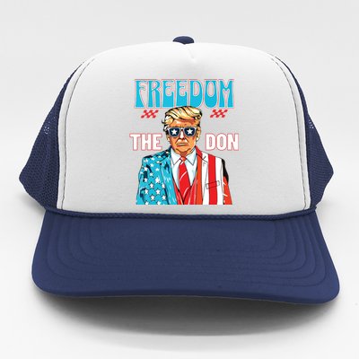 Freedom The Don 4th Of July Patriotic American Flag Trump Trucker Hat