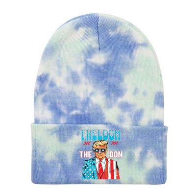 Freedom The Don 4th Of July Patriotic American Flag Trump Tie Dye 12in Knit Beanie