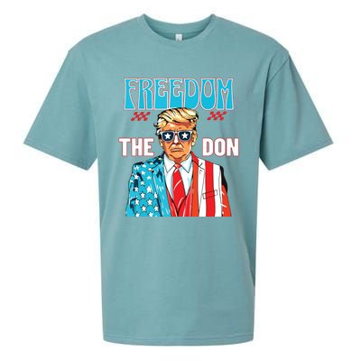 Freedom The Don 4th Of July Patriotic American Flag Trump Sueded Cloud Jersey T-Shirt