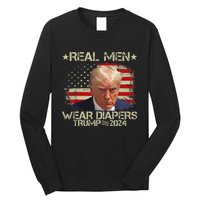 Funny Trump Diapers 2024 Hilarious Political Humor Long Sleeve Shirt