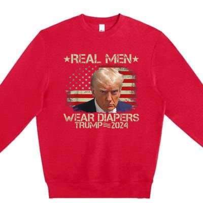 Funny Trump Diapers 2024 Hilarious Political Humor Premium Crewneck Sweatshirt