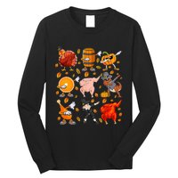 Funny Thanksgiving Dabbing Turkey Rex Pilgrim Dance Long Sleeve Shirt