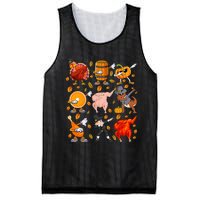 Funny Thanksgiving Dabbing Turkey Rex Pilgrim Dance Mesh Reversible Basketball Jersey Tank