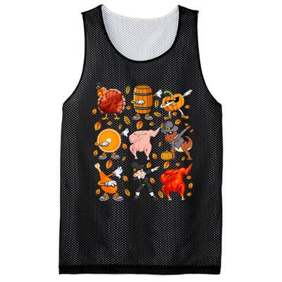 Funny Thanksgiving Dabbing Turkey Rex Pilgrim Dance Mesh Reversible Basketball Jersey Tank