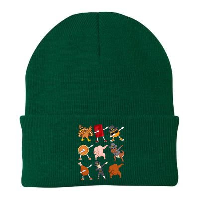 Funny Thanksgiving Dabbing Turkey Rex Pilgrim Dance Knit Cap Winter Beanie