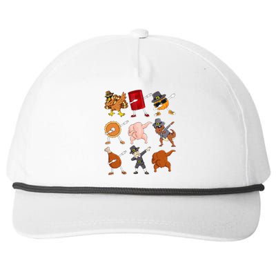 Funny Thanksgiving Dabbing Turkey Rex Pilgrim Dance Snapback Five-Panel Rope Hat