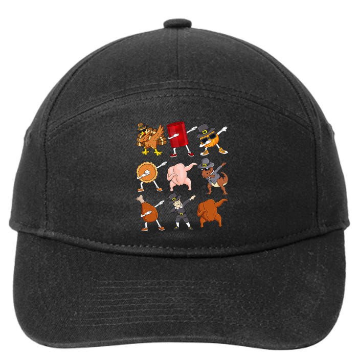 Funny Thanksgiving Dabbing Turkey Rex Pilgrim Dance 7-Panel Snapback Hat