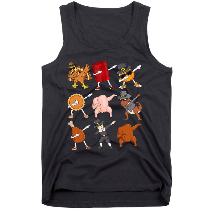 Funny Thanksgiving Dabbing Turkey Rex Pilgrim Dance Tank Top