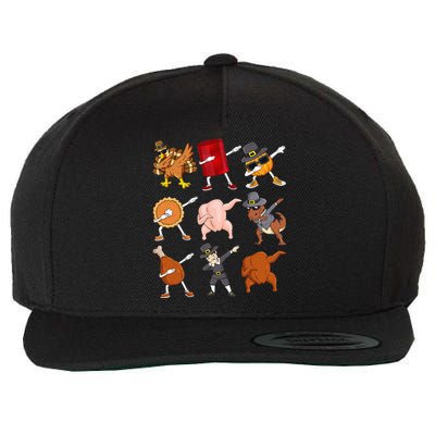 Funny Thanksgiving Dabbing Turkey Rex Pilgrim Dance Wool Snapback Cap