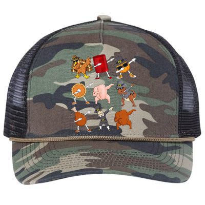 Funny Thanksgiving Dabbing Turkey Rex Pilgrim Dance Retro Rope Trucker Hat Cap