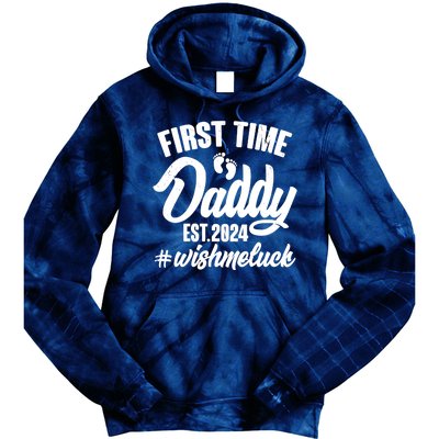 First Time Daddy Est. 2024 Wish Me Luck Tie Dye Hoodie