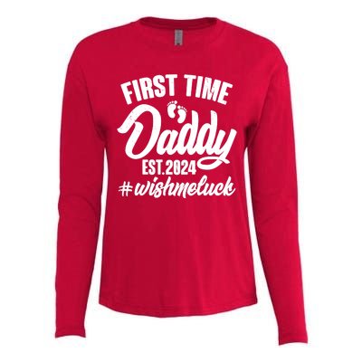 First Time Daddy Est. 2024 Wish Me Luck Womens Cotton Relaxed Long Sleeve T-Shirt