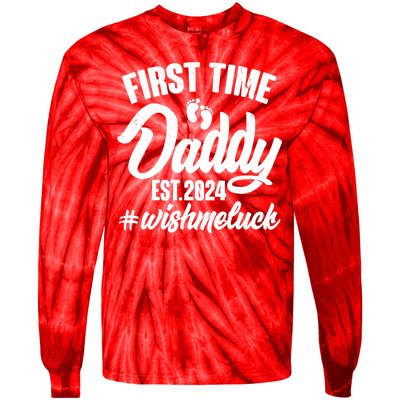 First Time Daddy Est. 2024 Wish Me Luck Tie-Dye Long Sleeve Shirt