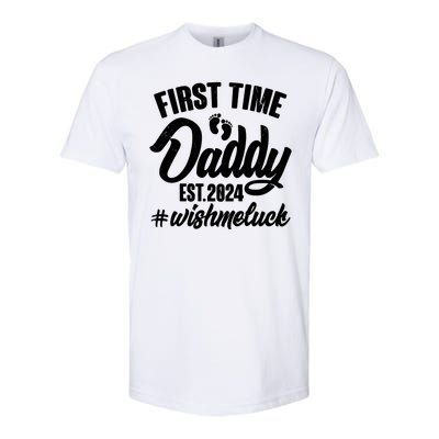 First Time Daddy Est. 2024 Wish Me Luck Softstyle CVC T-Shirt