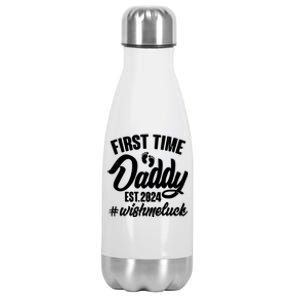 First Time Daddy Est. 2024 Wish Me Luck Stainless Steel Insulated Water Bottle