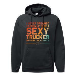 Funny Truck Driver Design For Trucker Trucking Lover Performance Fleece Hoodie