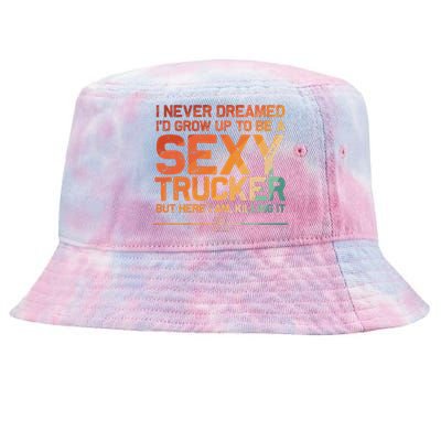 Funny Truck Driver Design For Trucker Trucking Lover Tie-Dyed Bucket Hat