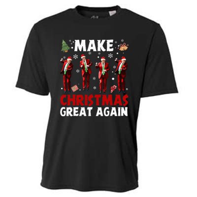 Funny Trump Dance Santa Claus Make Christmas Great Again Cooling Performance Crew T-Shirt