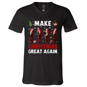 Funny Trump Dance Santa Claus Make Christmas Great Again V-Neck T-Shirt