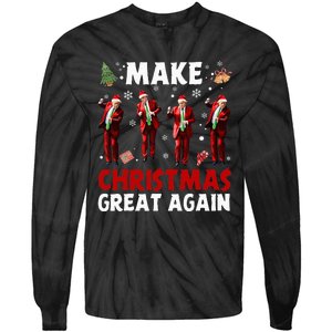 Funny Trump Dance Santa Claus Make Christmas Great Again Tie-Dye Long Sleeve Shirt