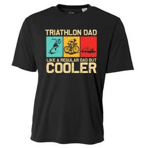 Funny Triathlon Design For Dad Swim Bike Run Triathletes  Cooling Performance Crew T-Shirt