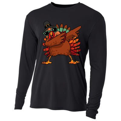 Funny Thanksgiving Day Pilgrim Dab Dance Cooling Performance Long Sleeve Crew