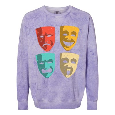 Funny Theater DesignTheatre Masks Broadway Drama Colorblast Crewneck Sweatshirt