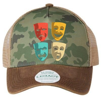 Funny Theater DesignTheatre Masks Broadway Drama Legacy Tie Dye Trucker Hat