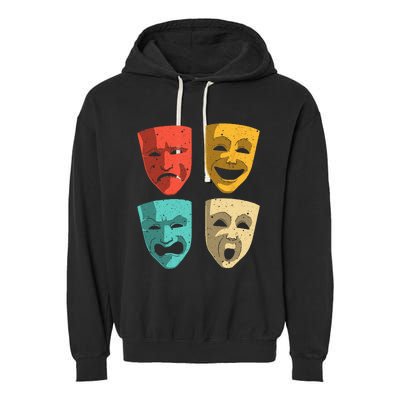 Funny Theater DesignTheatre Masks Broadway Drama Garment-Dyed Fleece Hoodie