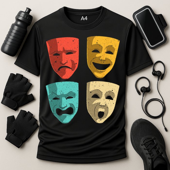 Funny Theater DesignTheatre Masks Broadway Drama Cooling Performance Crew T-Shirt