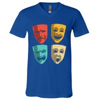 Funny Theater DesignTheatre Masks Broadway Drama V-Neck T-Shirt