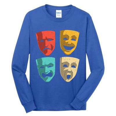 Funny Theater DesignTheatre Masks Broadway Drama Tall Long Sleeve T-Shirt