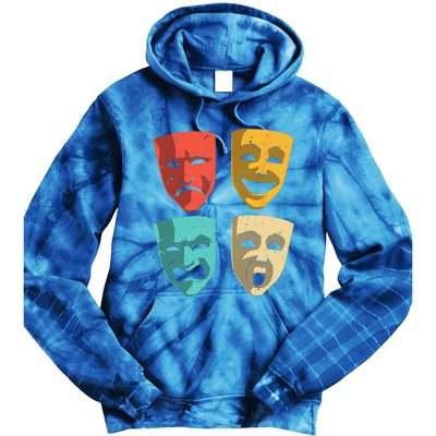 Funny Theater DesignTheatre Masks Broadway Drama Tie Dye Hoodie