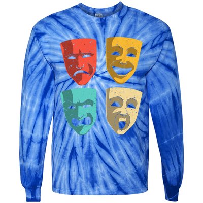 Funny Theater DesignTheatre Masks Broadway Drama Tie-Dye Long Sleeve Shirt