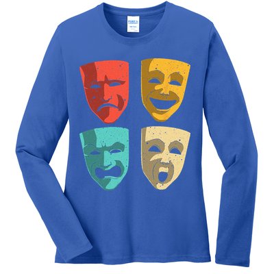 Funny Theater DesignTheatre Masks Broadway Drama Ladies Long Sleeve Shirt