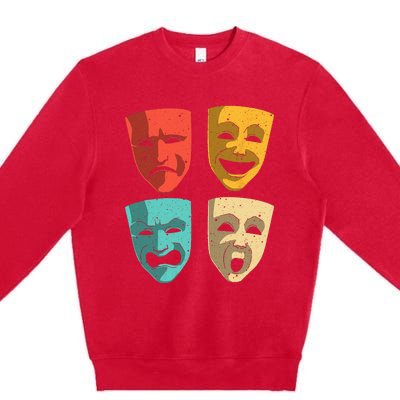 Funny Theater DesignTheatre Masks Broadway Drama Premium Crewneck Sweatshirt