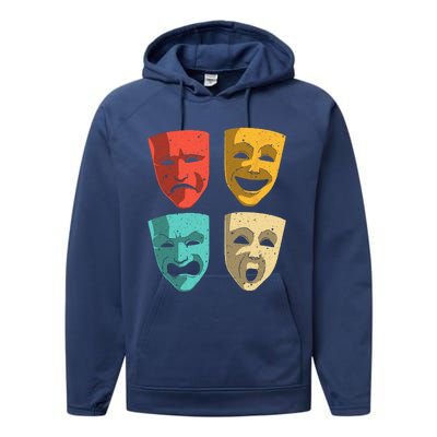 Funny Theater DesignTheatre Masks Broadway Drama Performance Fleece Hoodie