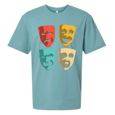 Funny Theater DesignTheatre Masks Broadway Drama Sueded Cloud Jersey T-Shirt